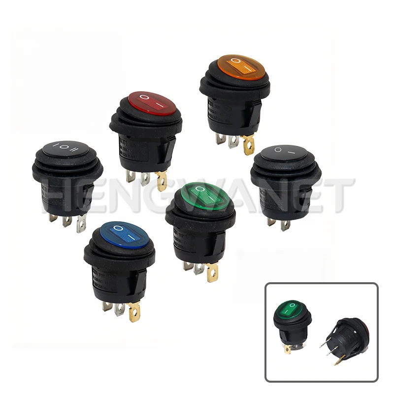 1 Stück 6A 10A 250V 125V AC LED Ein/Aus Wasserdichter Fahrzeug- und Bootsschalter Runder Schalter SPST 3-Pin Wippschalter