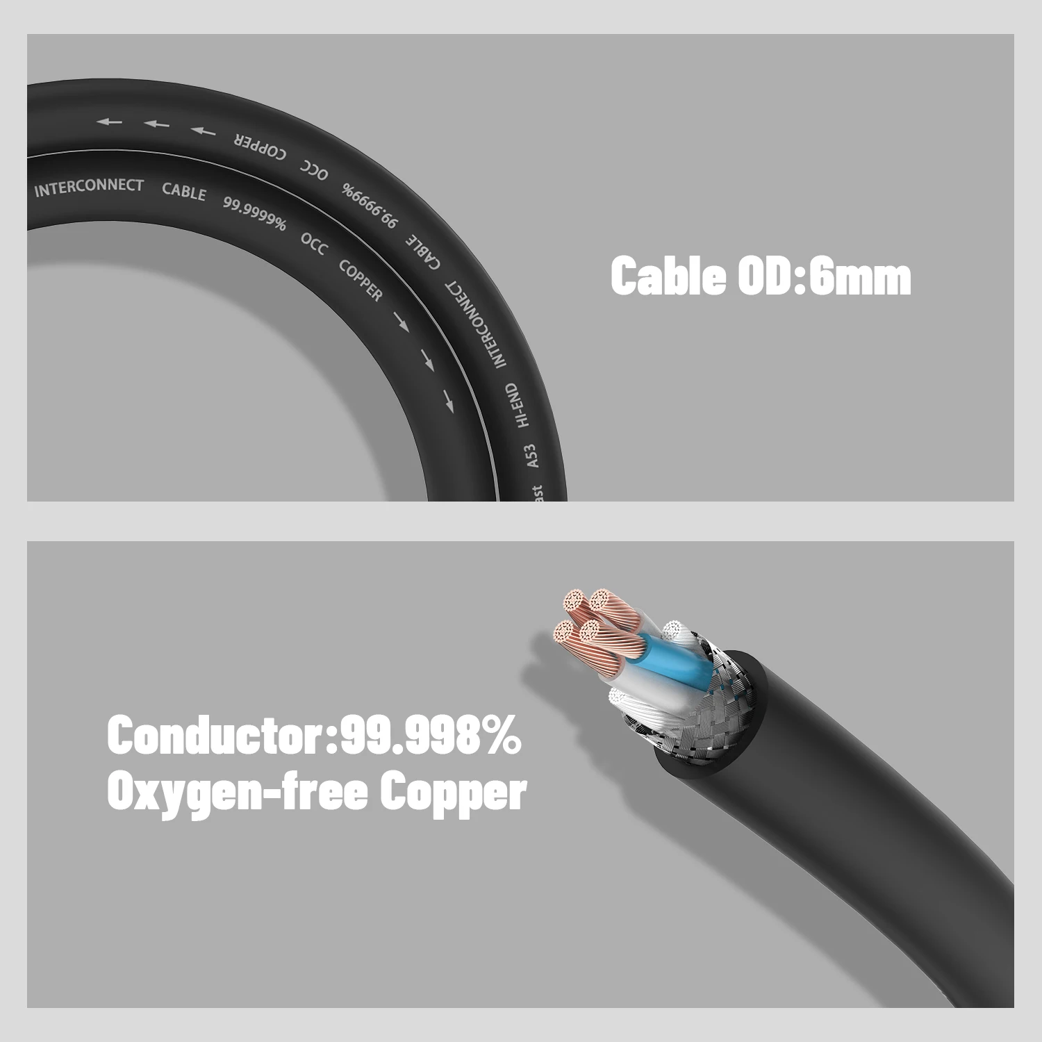 Bild 6: A53 HiFi-Audio-Phono-Kabel mit 5-poligem DIN-Stecker auf zwei Cinch-Steckern, Audiosignalkabel für HiFi-Stereosysteme