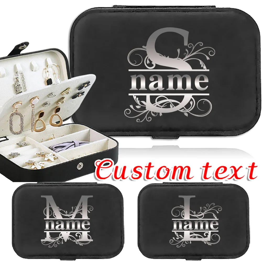

Customized Name Portable Black Large Capacity PU Leather Jewelry Box Fashion Multi Functional Jewelry Storage Box