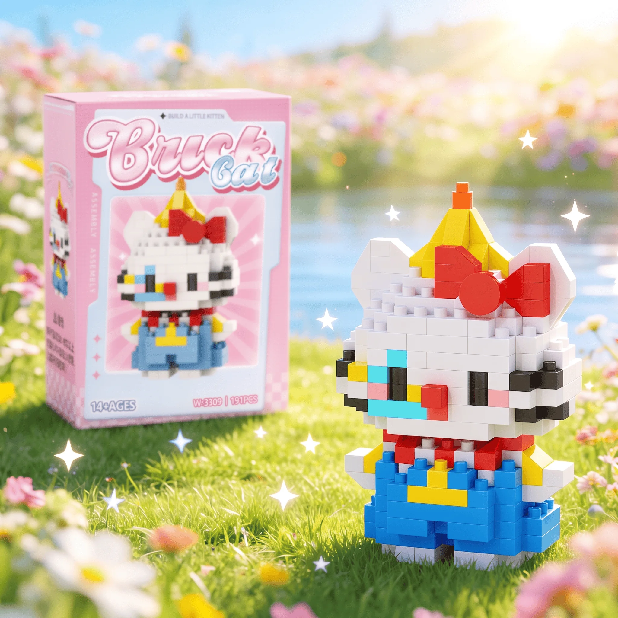 MiniKitten Baustein-Set Niedliche Cartoon-Katzen-Figuren DIY Lernspielzeug für Schreibtischdekoration Ideales Geschenk für Alle Altersgruppen – Detail 7
