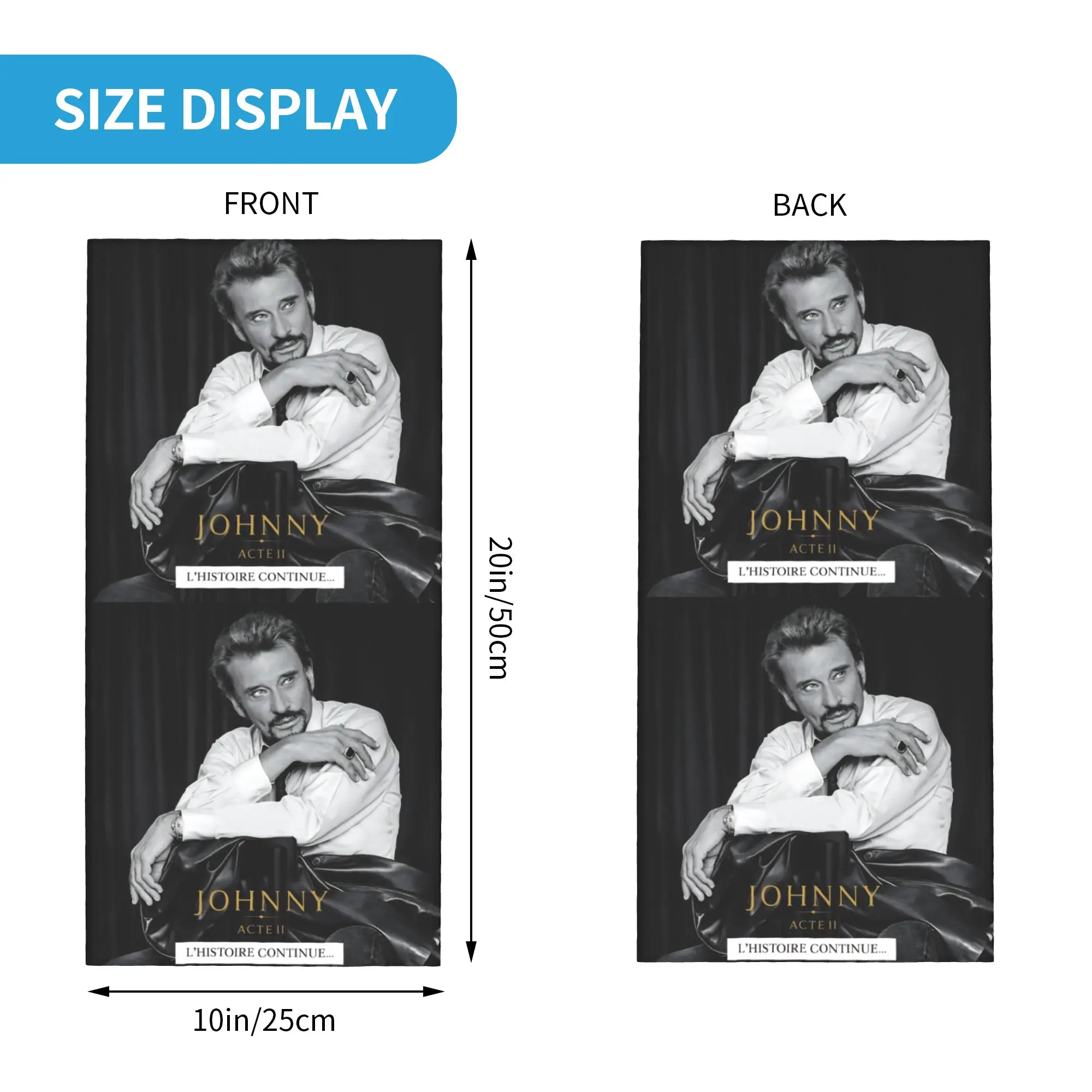 Johnny Hallyday French Rock Singer Bandana Neck Warmer Men Women Winter Ski Tube Scarf Gaiter  Face Cover
