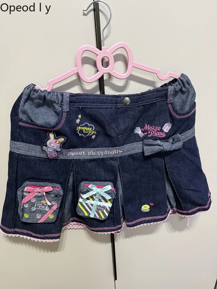 

Japanese Cute Embroidery Ancient Japanese Daughter Clothing Soft Sister Summer New Sweet Girl High Waist Short Y2k Skirt Student