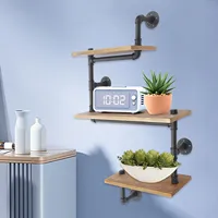 3 Layers Floating Shelf Industrial Wall Shelf Solid Wood Shelf Pipe Shelf Metal Storage Shelves Vintage Shelves Multifunctional