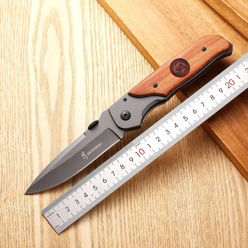 Source Factory Wooden Handle Folding Knife - High Hardness, Razor-Sharp & Durable, Ideal for EDC, Self-Defense, Outdoor Use & Fr