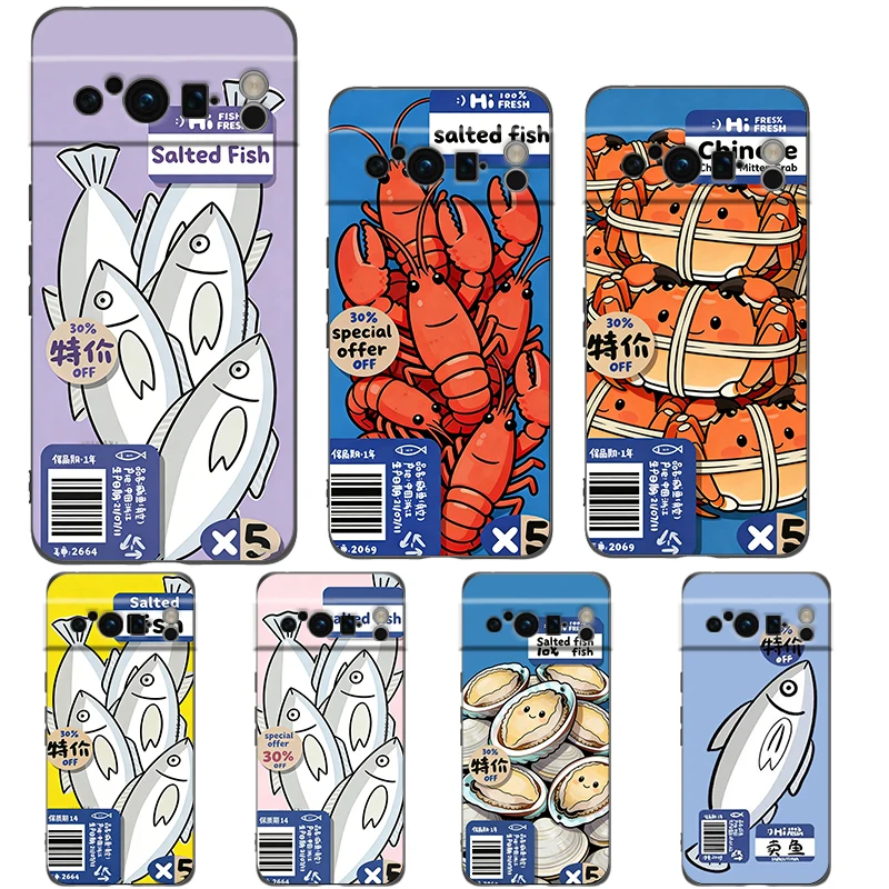 Discounted Salted Fish Phone Case For Google Pixel 10A 10 9 8 7 6 Pro XL 9A 8A 6A 7A 5G Soft Shockproof TPU Black Cover