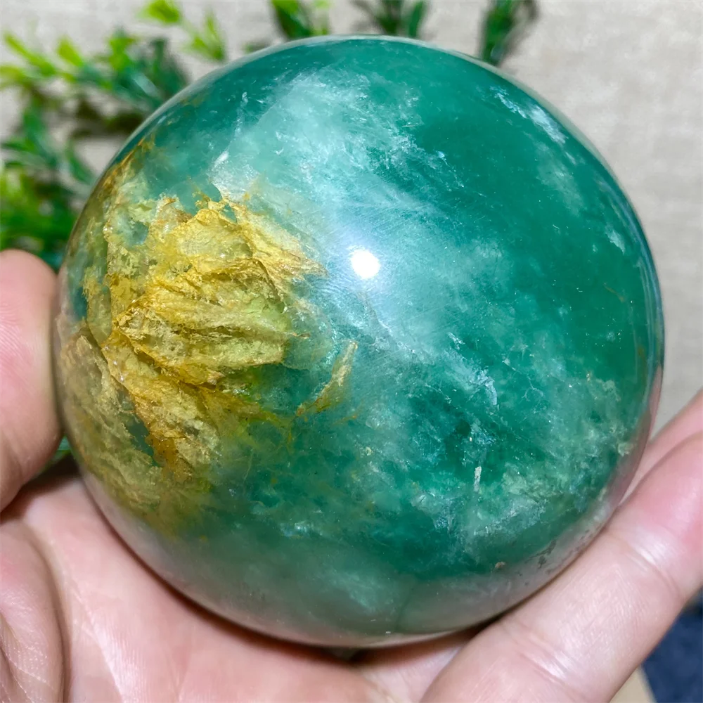 Green Fluorite Crystal Quartz Natural Stone Sphere Reiki Energy Wichcraft Minerals Handwork Ball House Decoration Home+Stand