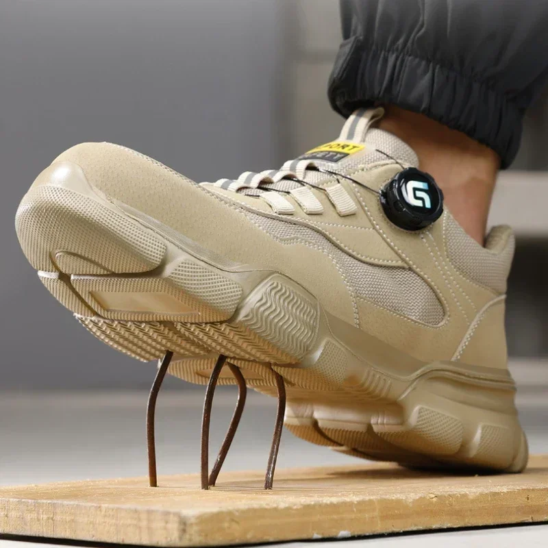 New Security Indestructible Shoes Rotating Button Men Boots Anti-smash Anti Puncture Safety Shoes Men Work Boots Steel Toe Shoes