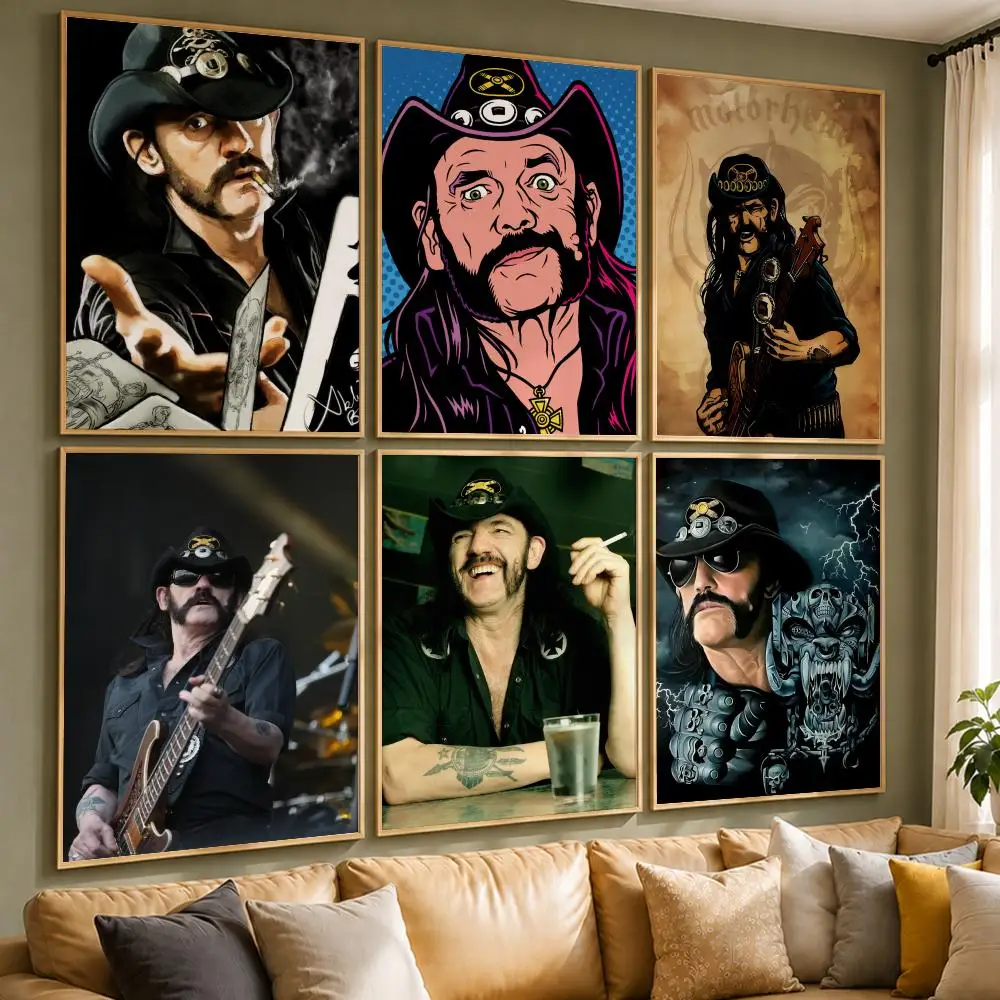 Rock Legend L-Lemmy KilmisterS Poster Vintage Retro Anime Poster Stickers Peel and Stick Wall Art Home Decor