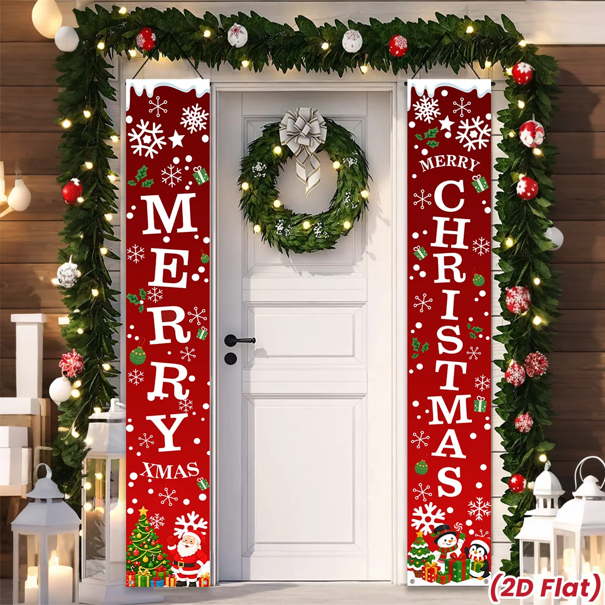 Christmas Hanging Banner Merry Christmas Decor for Home 2026 Xmas Snowflake Outdoor Indoor Ornament Navidad Natal New Year 2027
