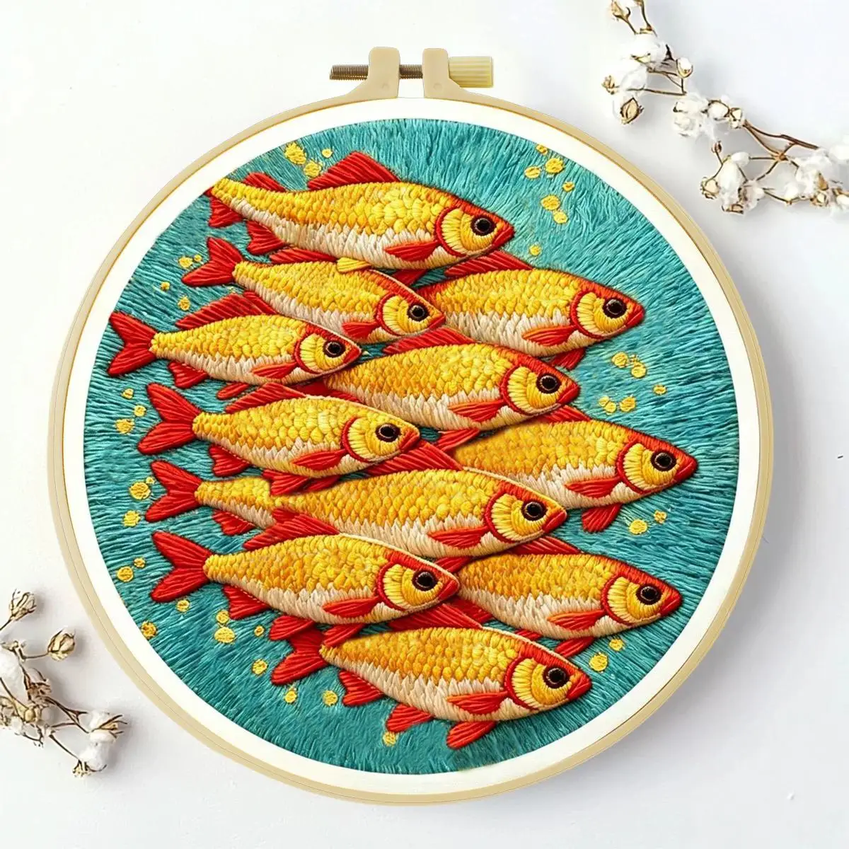 1 Stück 20X20CM/15X15CM 7,87/6,3 Zoll Goldfisch-Stickerei-Starter-Kit DIY-Kit DIY-Stickerei-Set Handarbeiten Malerei – Detail 1