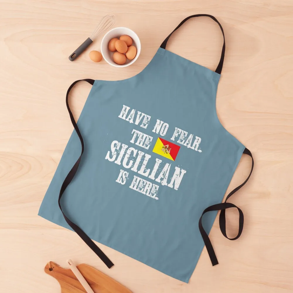 Flag of Sicily Have No Fear The Sicilian Is Here. Apron Camping japanese woman cook wear Women's Apron