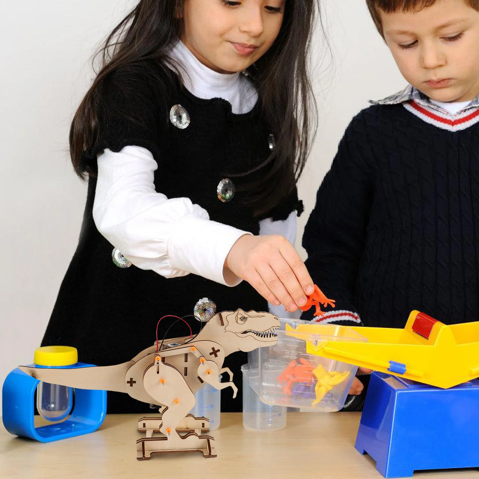 مشروع بناء جذع الديناصور الخشبي DIY مجموعة أدوات العلوم التعليمية ثلاثية الأبعاد لمشاريع جذع العلوم للأطفال #3