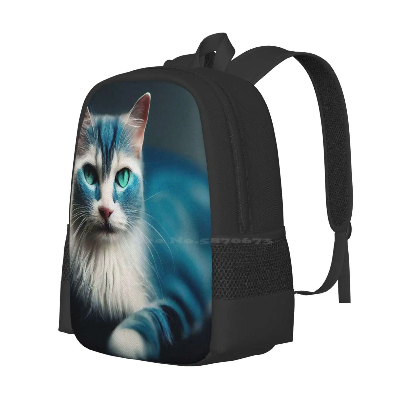 Blue And White Cat New Arrivals Unisex Bags Student Bag Backpack Blue White Cat