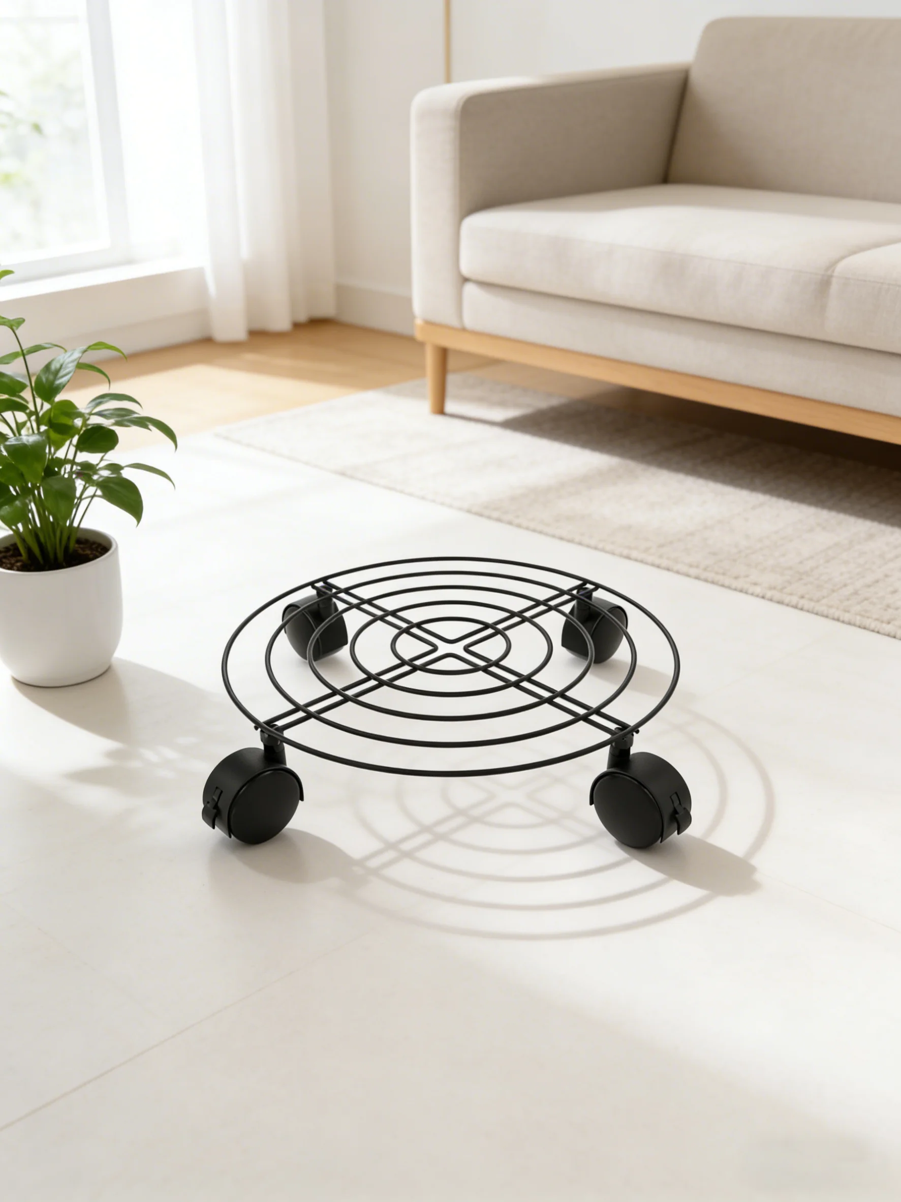 5-Ring Flower Stand, Made of Metal, with Plastic Wheels, Can Support a Weight of 90kg