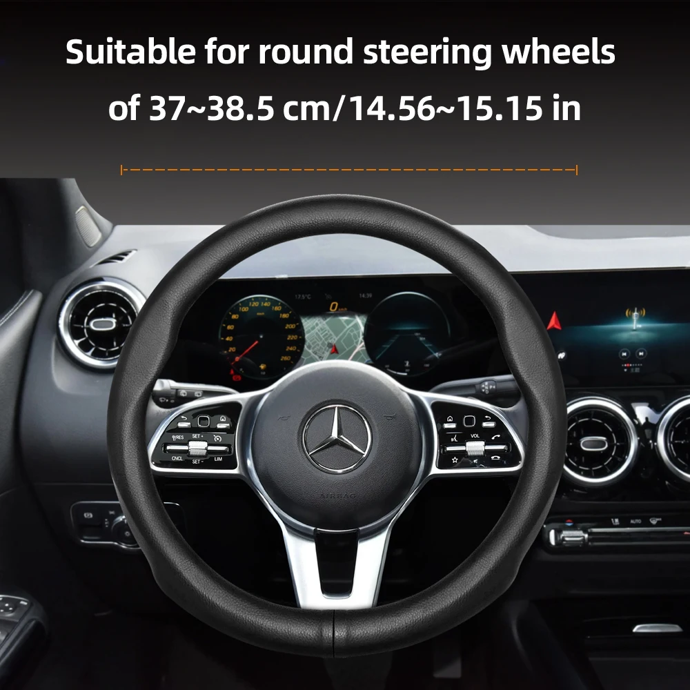 For Mercedes-Benz Round Steering Wheel Cover Ultra - Thin Micro Fiber Leather W204 Vito W203 W124 W210 Slk R171 W177 W639 W206