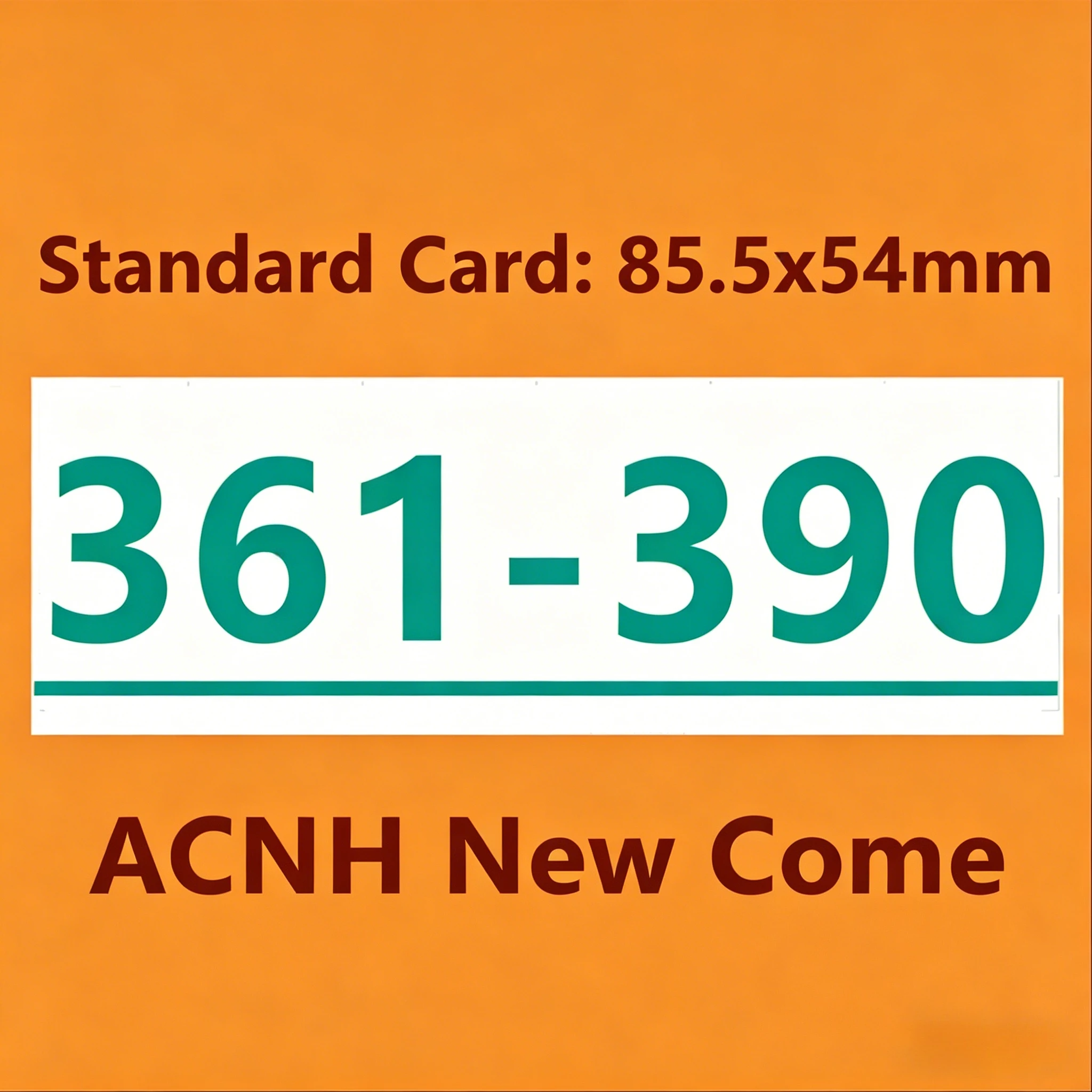 Cartes de collection ACNH Villager NFC, cartes de résidentes, numéro complet du groupe 361-390, cartes de personnage de jeu, format standard 85,5x54mm