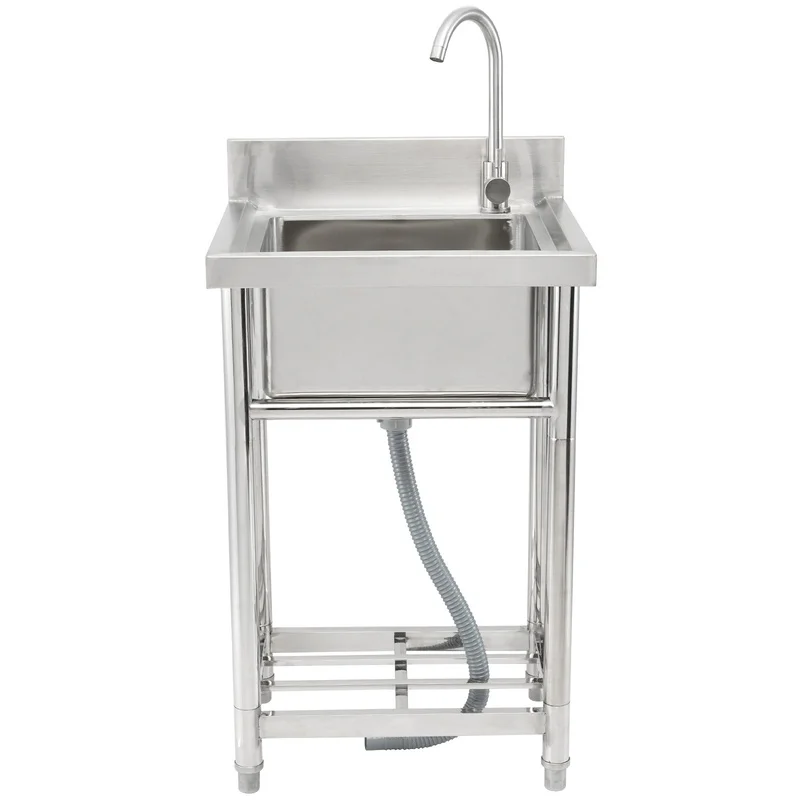 

Stainless Steel Single Bowl Utility Sink with Faucet and Legs, 16 x 13 x 8.7 in, Compact Free-Standing Kitchen Sink for Garage, Laundry, Restaurant