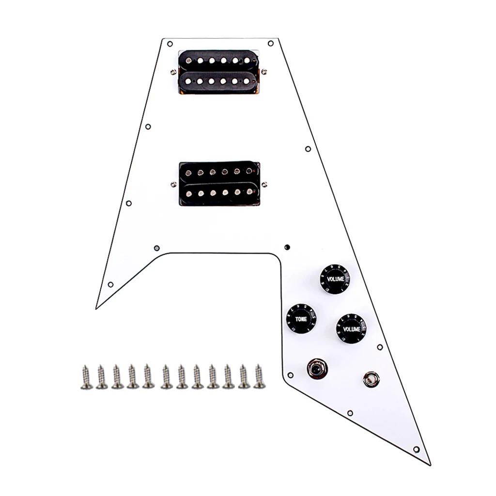 

White 3 Ply Loaded Prewired Pickguard for Flying V Guitar