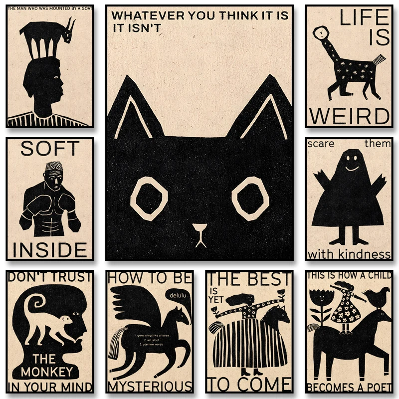 مجردة الكلاسيكية الجدار ملصق فني الحياة غريب جدار الفن طباعة قماش بتصميم قديم اللوحة لغرفة الاستوديو ديكور المنزل صورة #1