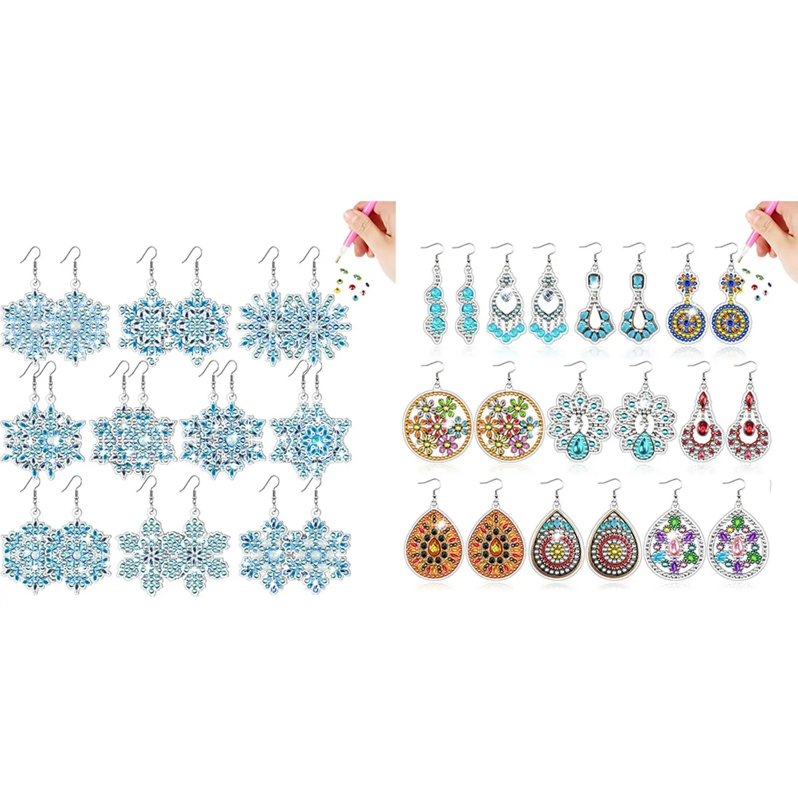 

10 Pairs DIY Diamond Art Earrings Snowflake Boho Diamond Art Earring Making Kit DIY Earrings Making Kit for Adults Beginners