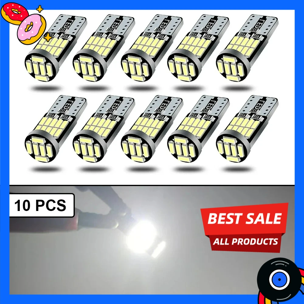 

10 шт. T10 W5W светодиодная лампа CANBUS без ошибок 12 В 4014-26SMD 400LM 6500K Супер яркий белый салон автомобиля купольные двери карты освещение багажника