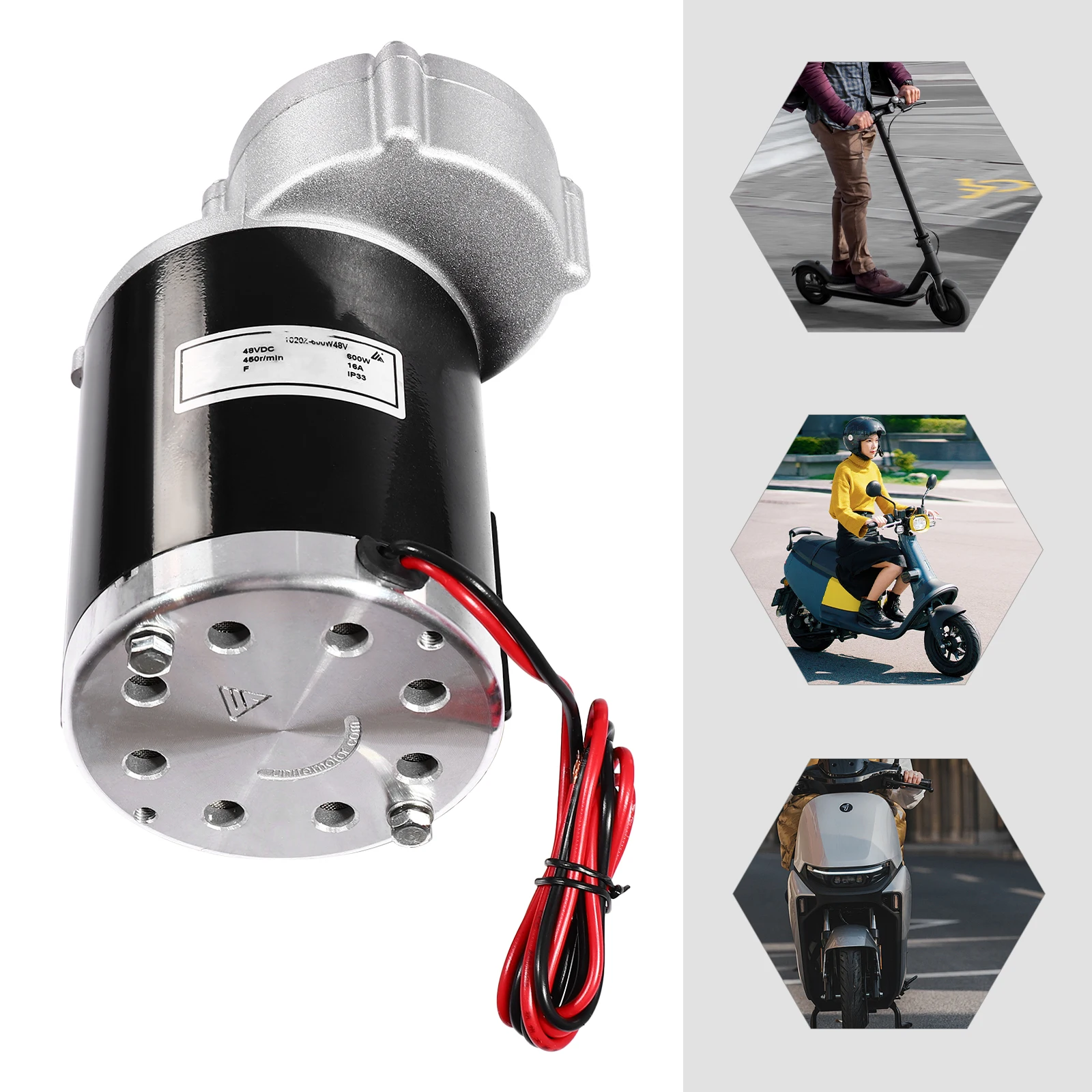 600 W Aluminiumlegierungs-Reduktions-Elektromotor, 48 V schwarzer Reduktions-Elektromotor 20,5 x 14,3 cm zur Modifizierung von Elektrofahrrädern