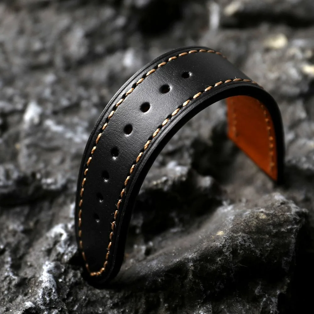 Bracelet en cuir de vache première couche fait à la main, ajustement, Casio petit carré vieux Shanghai double division 18 20 22MM chaîne de montre souple en cuir