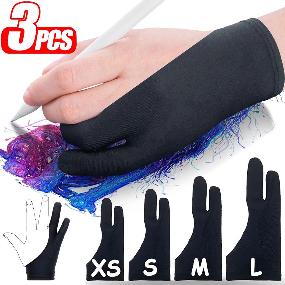 3PCS Two-finger Painting Gloves Anti-dirty Arists Drawing Glove Elastic Tablet Screen Tablet Gloves for IPad Air Pro