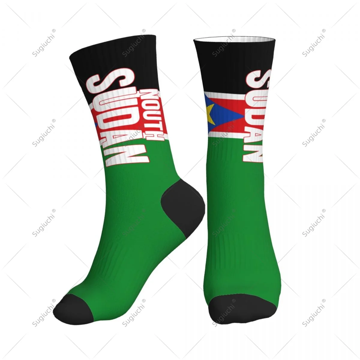 

Полиэстеровые носки до середины икры с 3D принтом флага Южного Судана для мужчин и женщин, кавайные носки, уличные носки для скейтборда