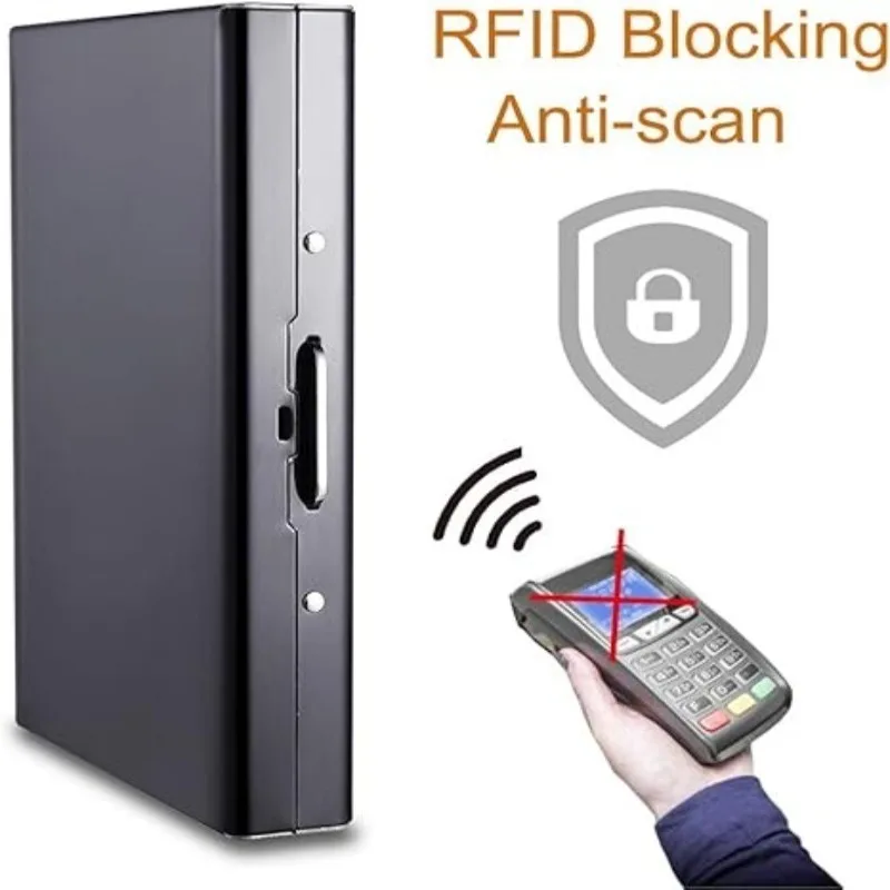 RFID-geschützter Kartenhalter, Modische Herrenbrieftasche, Metallisches Design, Mehrere Fächer, Kann Kredit-/Debitkarten Sicher Aufbewahren – Detail 3