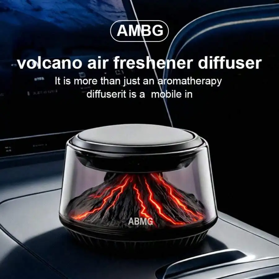 Smart Car Air Freshener Diffusers, Volcano Glacier Landscape Car Diffuser With AI Smart Start-Stop, Solar & USB Charging, Portab view 2