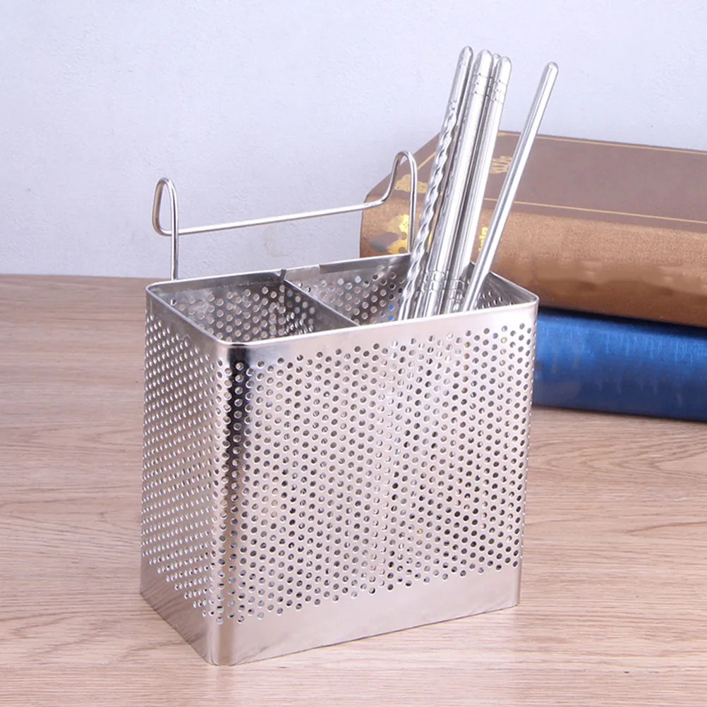 

2 pcs Chopstick Holder Stainless Steel Kitchen Ware Organizer Utensil Canister For Countertop Spoon Fork Storage Cooking Utensil