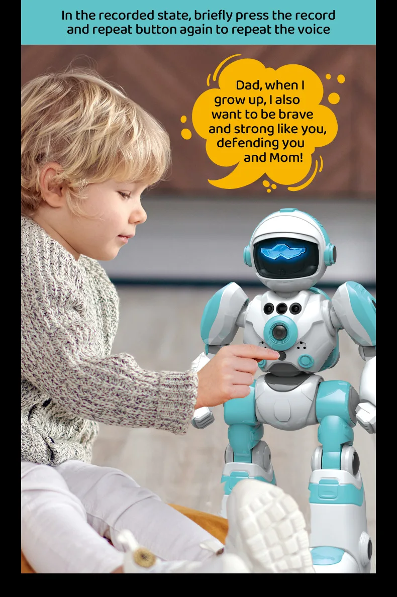 Smart Kids Robot Interactive Intelligent Robo for Kids Robotics Music Dance Record Repeat Touch Gesture Control Toys for Boys Children Christmas Gifts Ship from US Warehouse Fast Delivery
