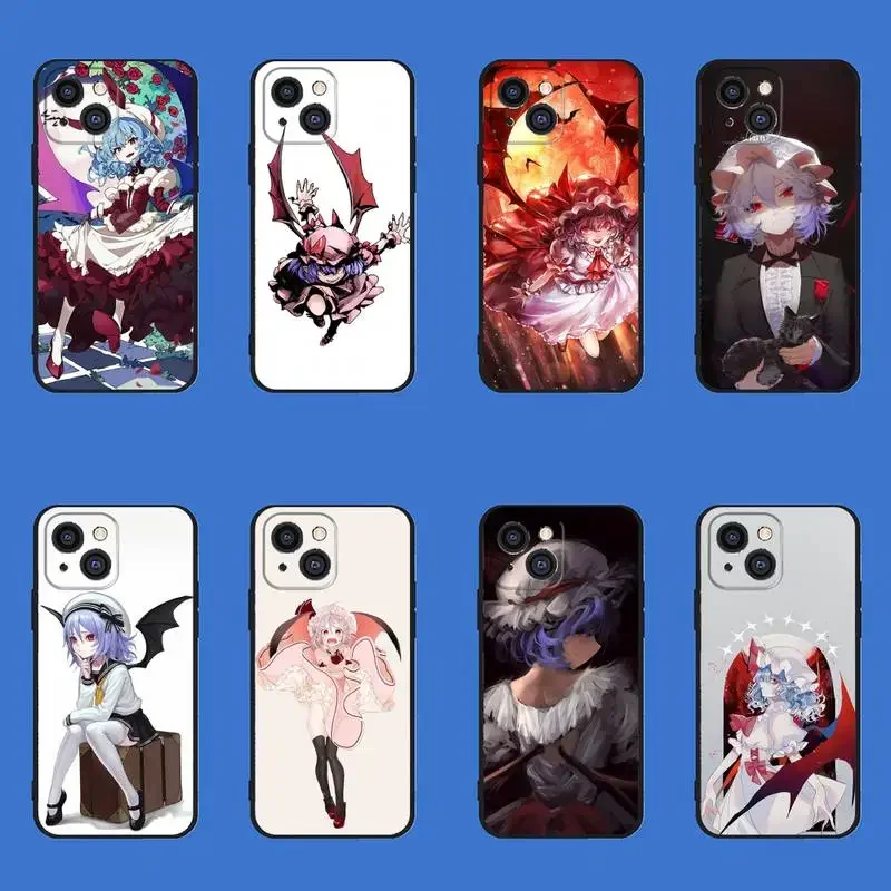 Touhou Project Remilia Scarlet Cute Girl Phone Case For iPhone 11 12 Mini 13 14 15 PRO XS MAX X XR 6 7 8 Plus Black Shell