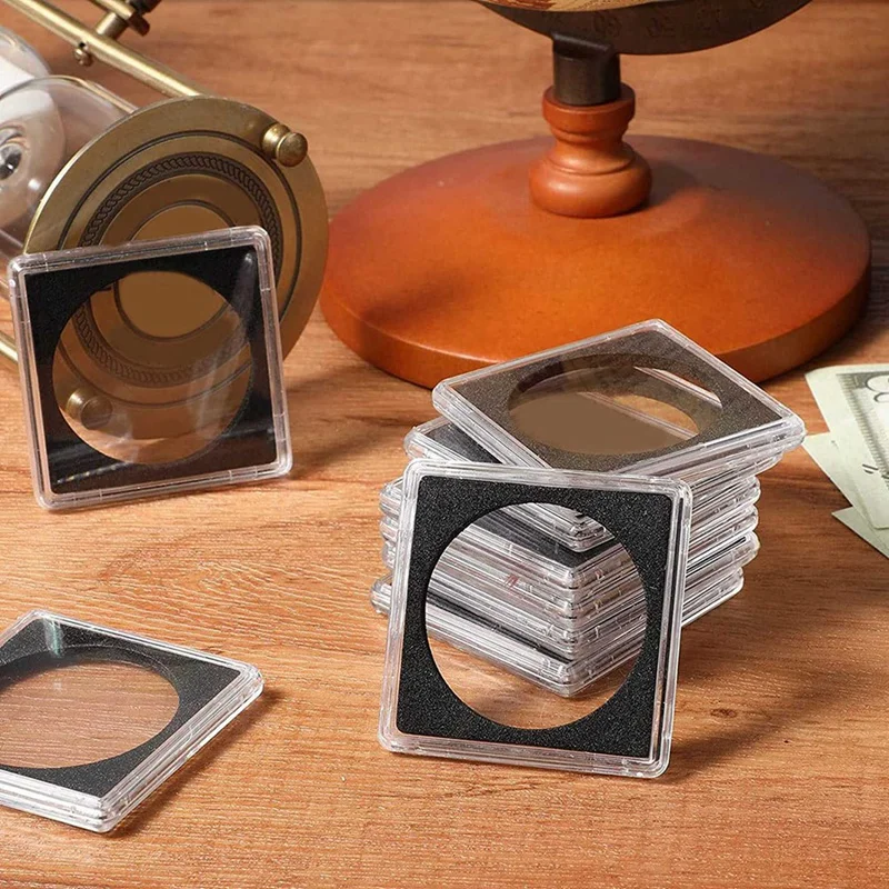 BAAY 40 Pcs Silver Dollar Coin Holder, 2 X 2 Half Dollar Coin Holder Coin Capsule Coin Snap Plastic Coin Holder, 37.5Mm