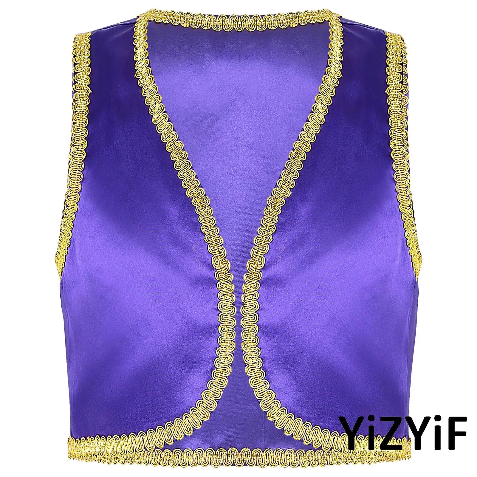 

Halloween Boys Fairytale Golden Braided Trimmings Vest Cosplay Waistcoat Dress Up Costumes for Performance Carnival Party Easter