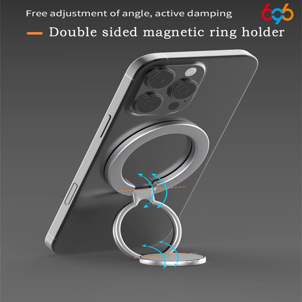 

Магнитный держатель для телефона с двойной фиксацией и вращением на 360 градусов ° Магнитный держатель для телефона в автомобиль с сильным креплением, металлическая подставка для пальца