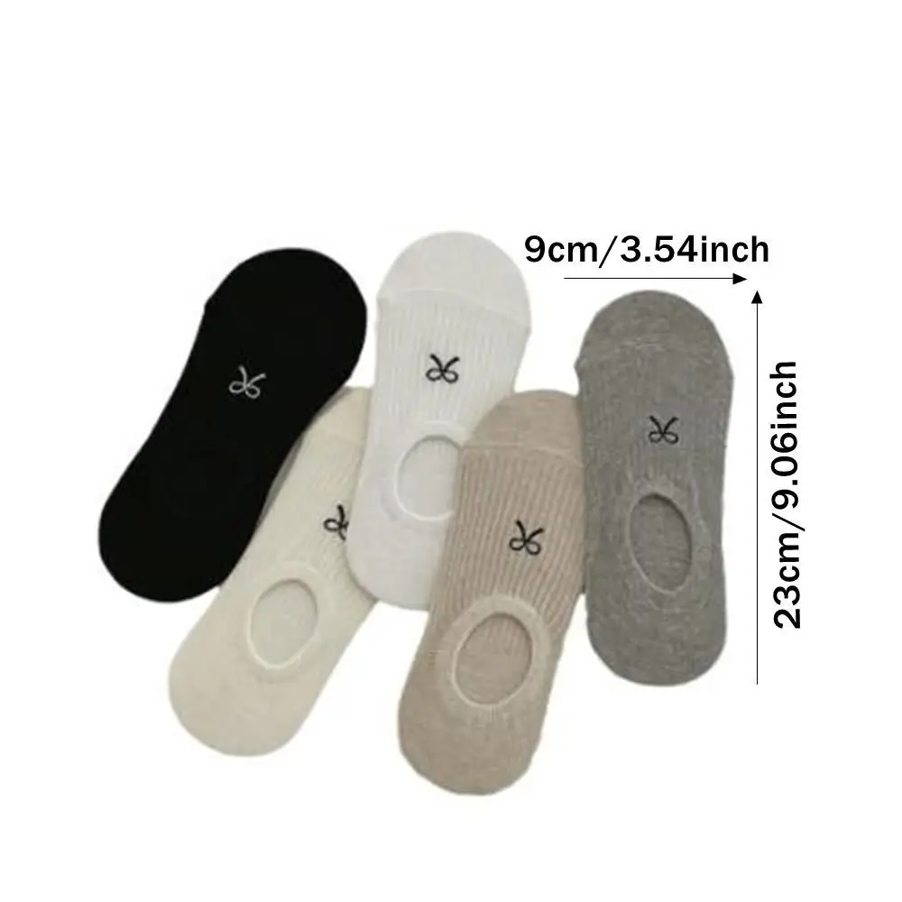 New Breathable Bowknot Socks Spring Summer Solid Color Boat Socks Thin Anti-slip Invisible Cute Sock