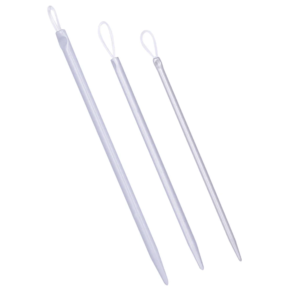 3 Pcs Yarn Threader Knitting Tool Plastic Wool Needle with Loop Needles for Home Threading