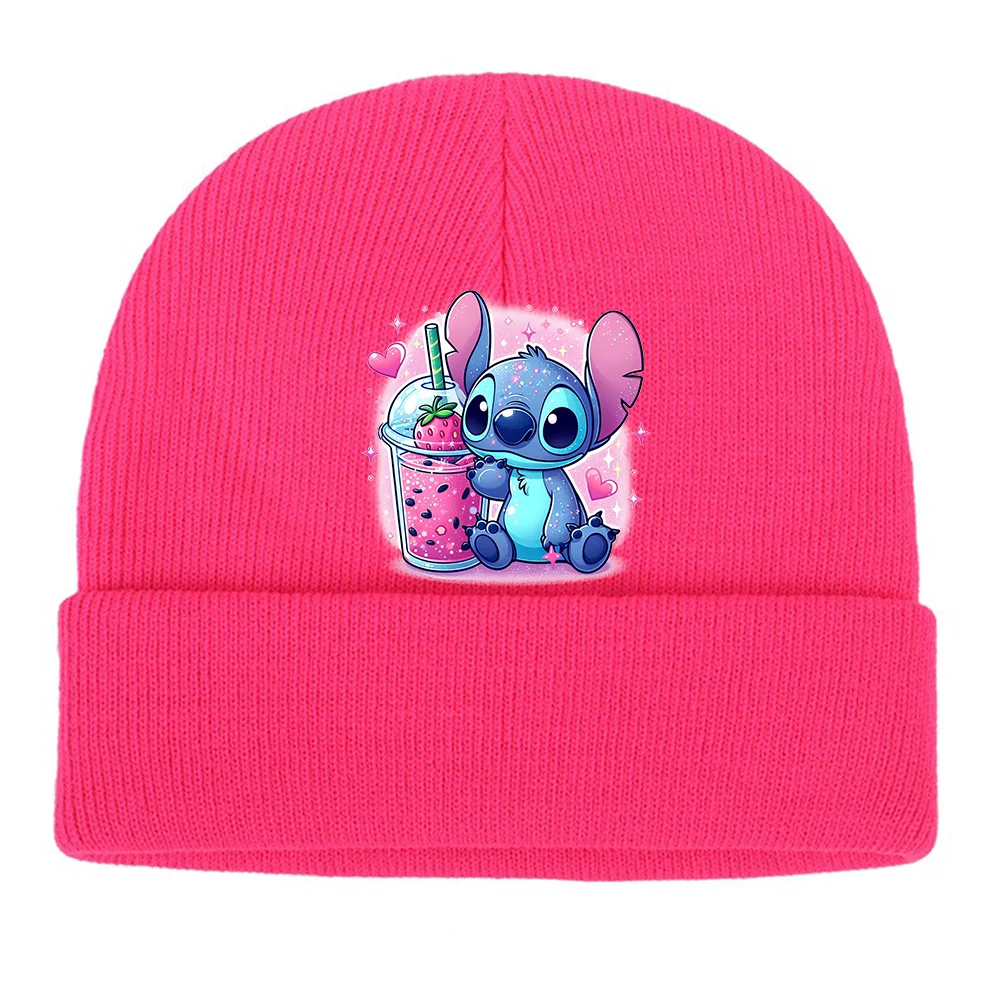 Lilo Stitch Wool Blends Soft Warm Beanie Knitted Caps Children Adult Warm Cover Head Cap Outdoor Camping Traveling Ski Cap