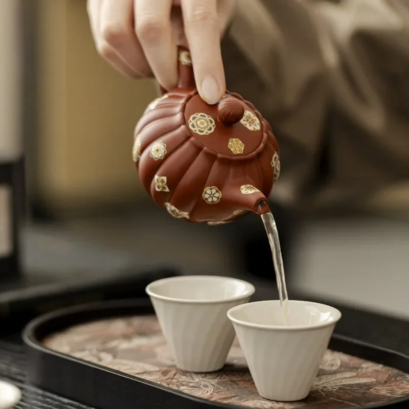 100ML Baoxianghua Handmade Purple Clay Pot Small Capacity Teapot Household Ball Hole Filter Teapot KungFu TeaSet Gift Collection