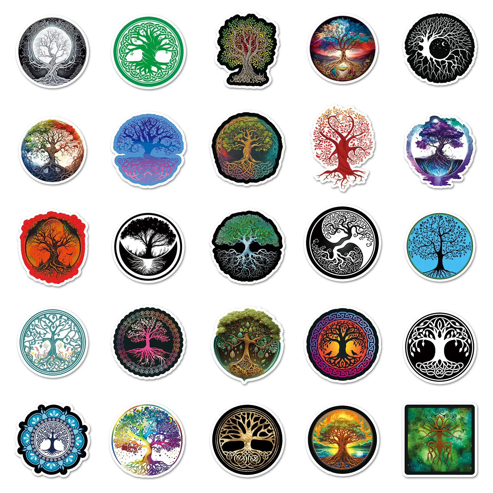 50pcs Tree of Life Series Graffiti Stickers Suitable for Helmet Desktop Wall Decoration DIY Sticker Pack Wholesale