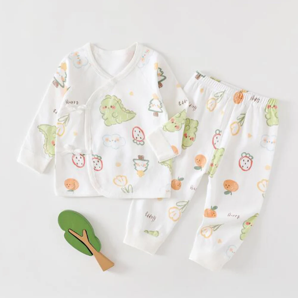 Baby Boy Suit Combed Cotton Long Sleeve Tops Pants Two Pieces Baby Girl Fall Clothes 0-6 Months Newborn Baby Outfits