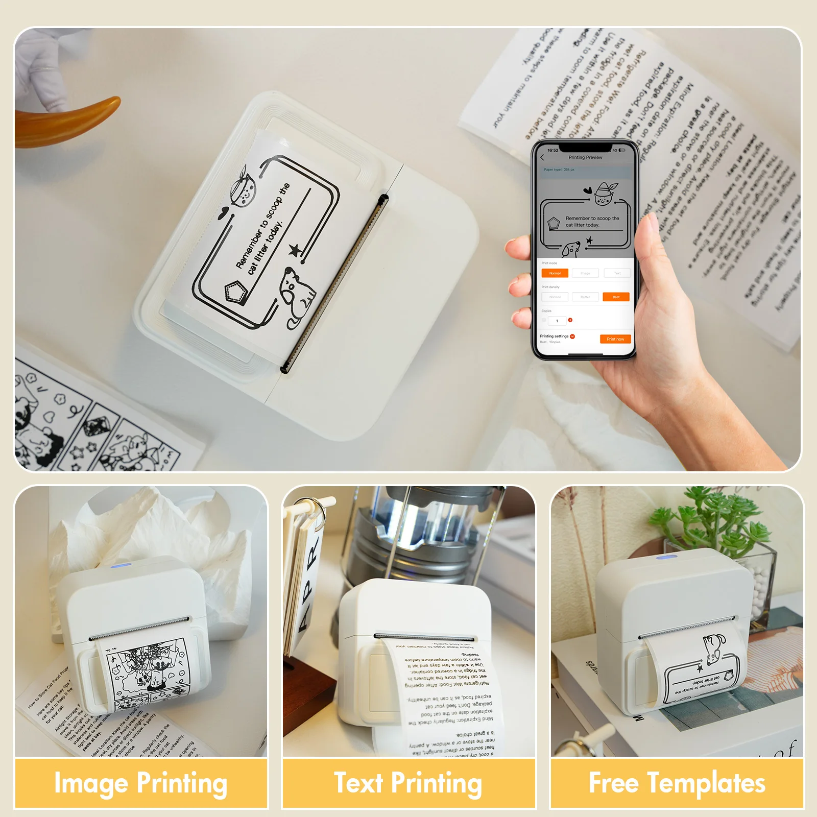 Portable Bluetooth Thermal Label Printer Mini Inkless Label Maker with Label Paper for Phone PC
