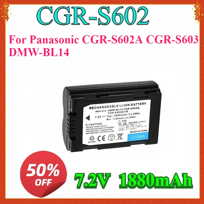 

CGR-S602 Battery for Panasonic CGR-S602A CGR-S603 DMW-BL14 For Lumix DMC-L1 DMC-LC40 DMC-LC5 DIGILUX 1