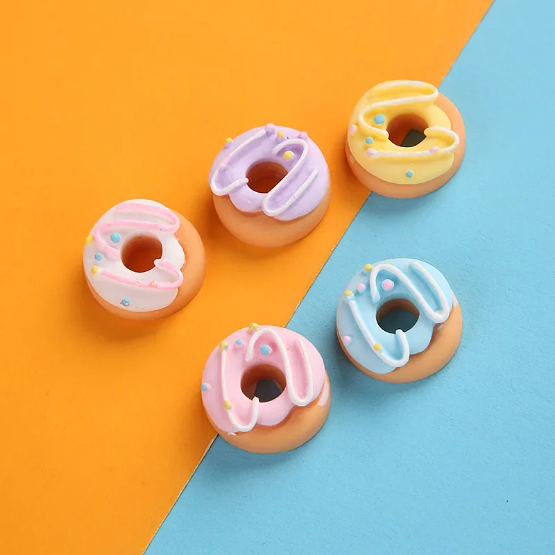10pcs Kawaii Resin Mini Diy Donuts Miniature Flatback Embellishments Scrapbook Supplies Materials Cabochons Figures Crafts Items