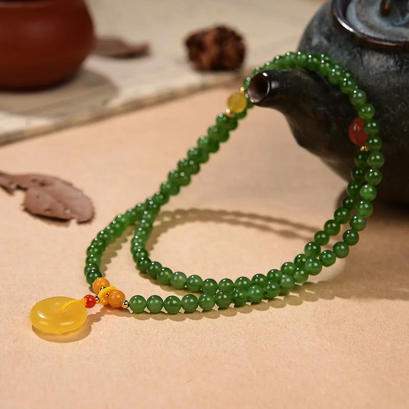Hetian Jasper Multi-Loop Bracelet With-Style Red Agate And Amber Beads Women