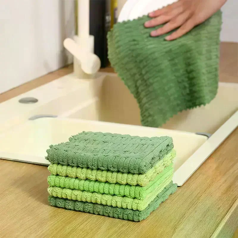 Reusable Kitchen Cleaning Towels 10 Pcs Non-Stick Oil Highly Absorbent Dish Cloths for Home Daily Cleaning Use
