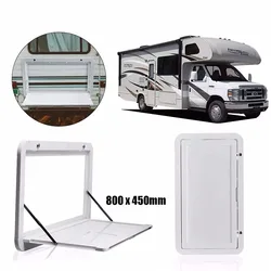 Mesa de jantar montada no reboque exterior, mesa dobrável para fora, mesa de campismo para autocaravana, montagem lateral exterior, branco e preto