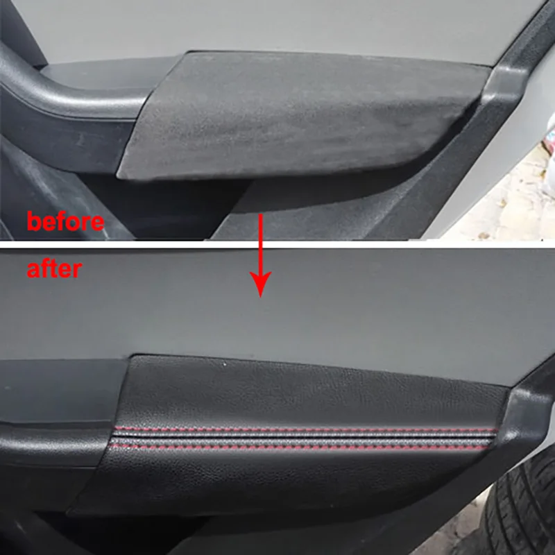 4pcs For Skoda Octavia 2015-2019 Door Panel Foreskin Armrest Leather Cover Interior Renovation Decorate